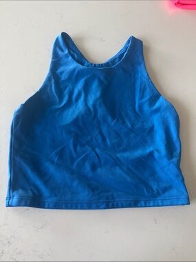 CRZ YOGA Kids Solid Blue Athletic Crop Tank